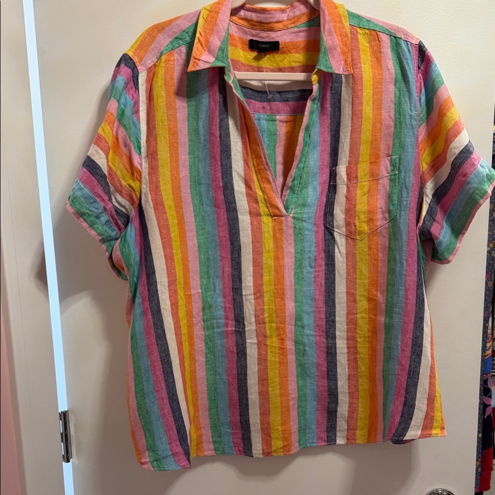 J. Crew Multicolor Striped Linen Shirt